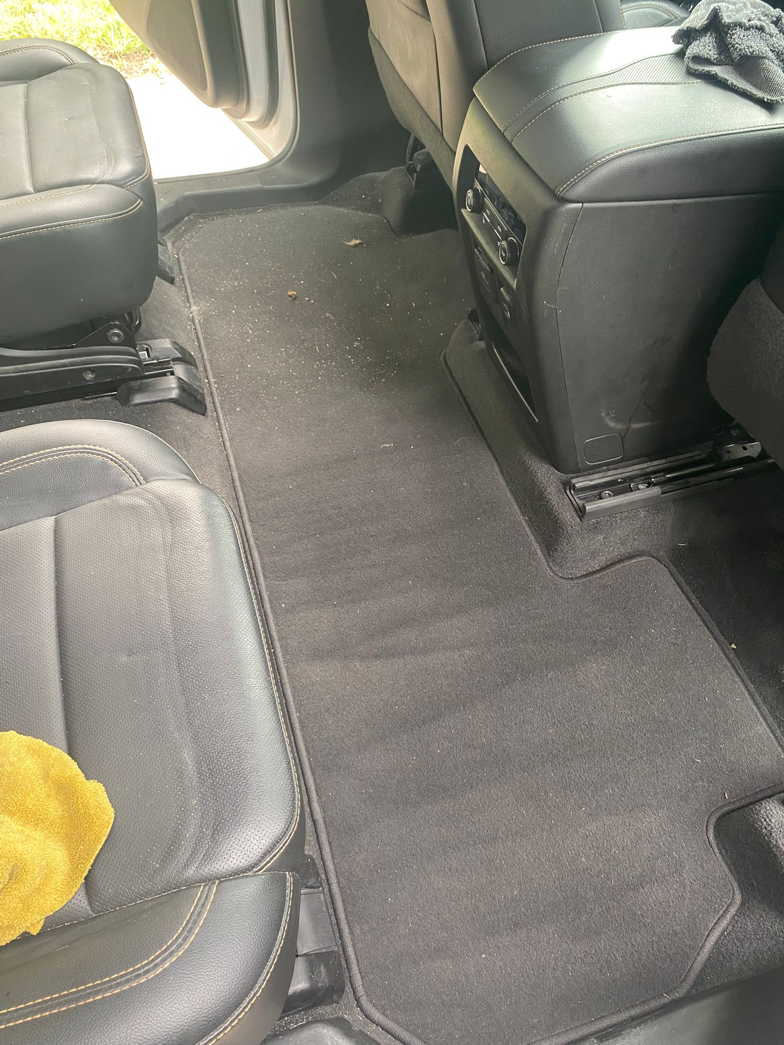 Back seat area after detailed interior cleaning