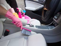 Professional car detailing products and equipment display